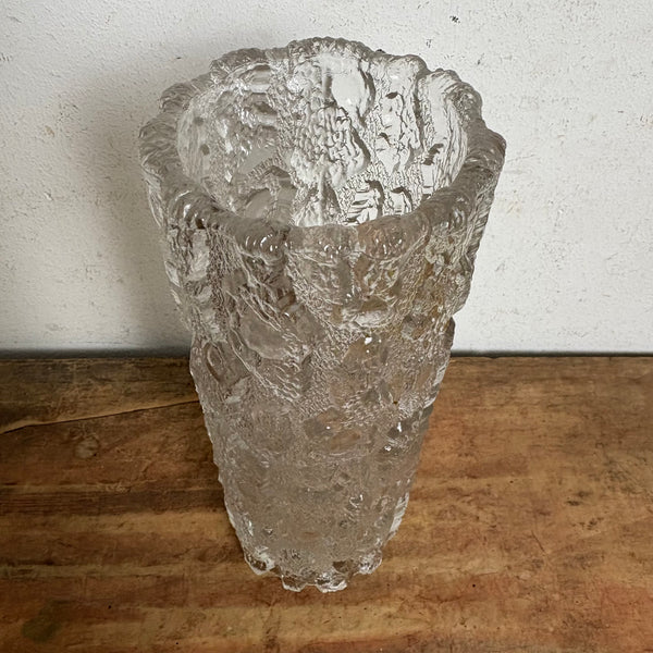 Vintage Ice Glas Vase von Georgshütte