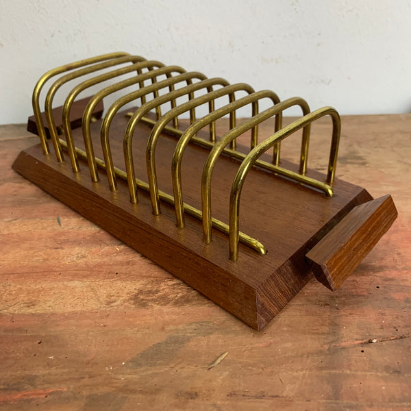Vintage Toastbrot Halter aus Teakholz
