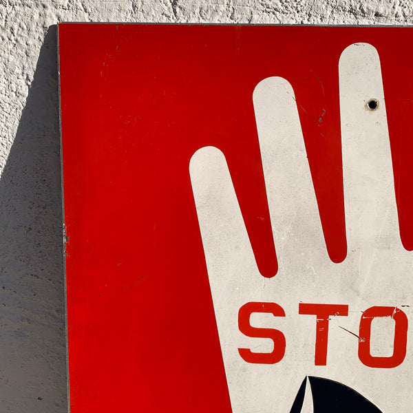 Vintage großes Blechschild Stop Lavinengefahr