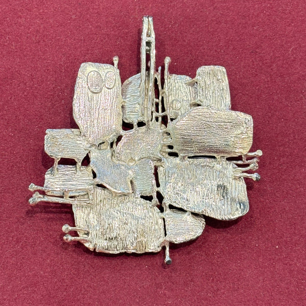 Vintage brutalistischer Design Anhänger Sterling Silber von Henkel & Grossé
