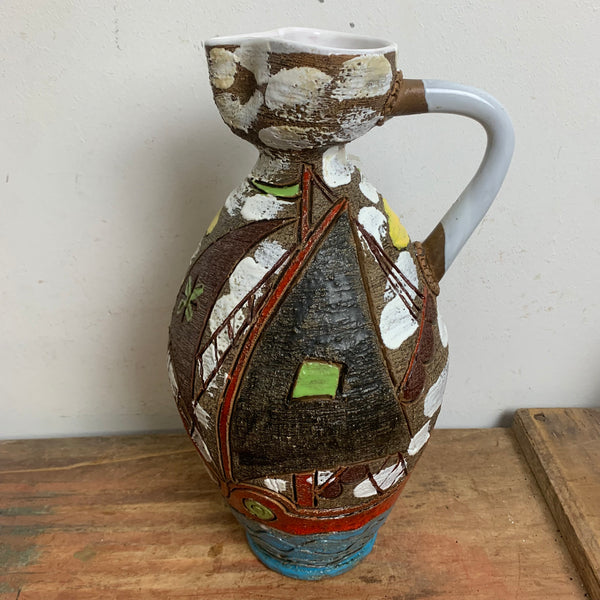 Italienische Mid Century Keramik Vase Krug von Fratelli Fanciullacci