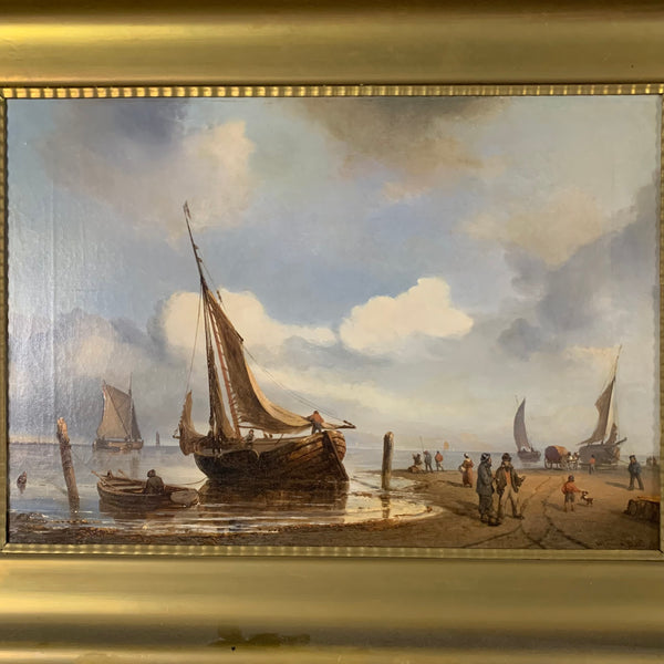 Ölgemälde Reges Treiben am Strand von Wilhelm Krause