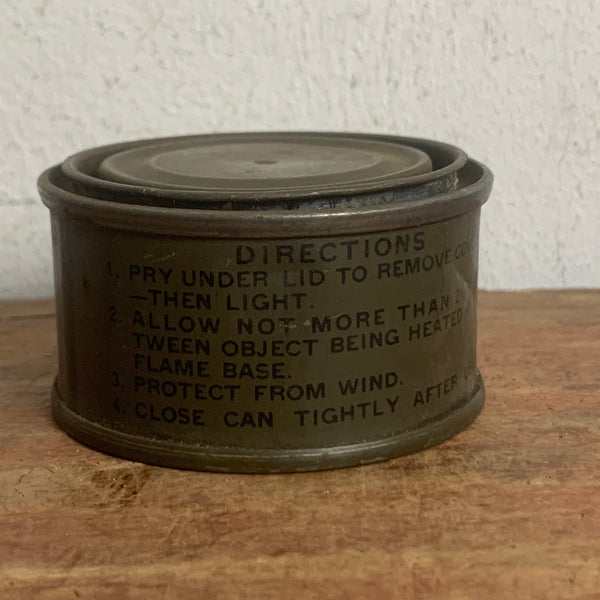 Blechdose Rationsdose für Holzalkohol-Heizgerät der US Army aus dem Zweiten Weltkrieg