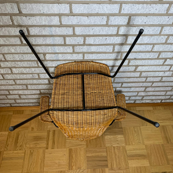 Vintage Basket Chair Korbstuhl mit Armlehnen von Gian Franco Legler