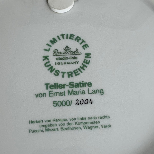 Komplette Serie 12 Vintage Satire Teller von Ernst Lang Maria Lang für Rosenthal