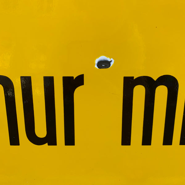 Vintage Emaille Schild Beförderung nur mit angeschnallten Schiern