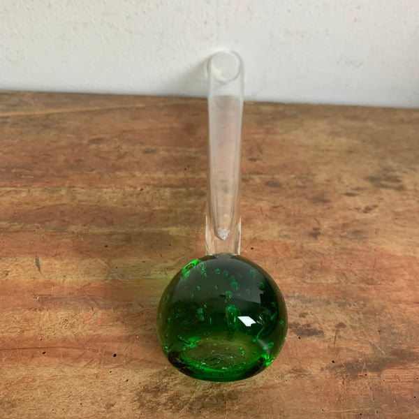 Orchideenvase Solifleurvase Stangenvase Kugelfuß mit Bubbles grün