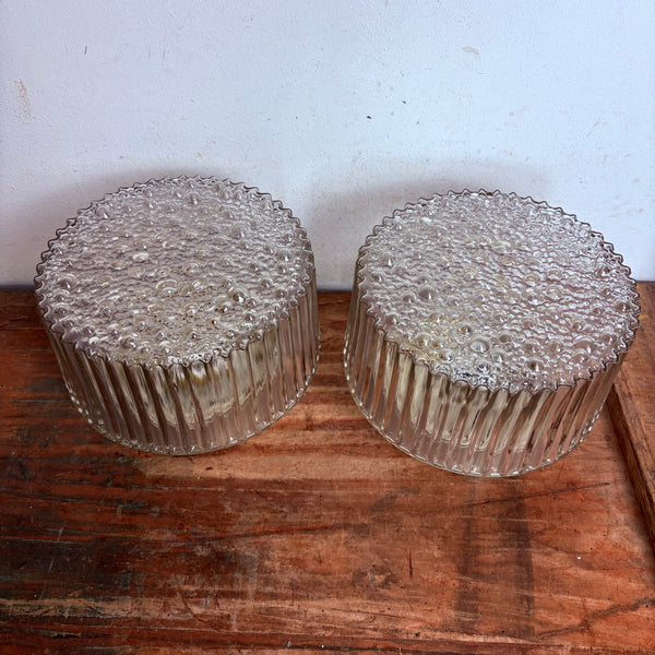 Vintage 2er Set Deckenlampe mit Bubble Glas von VEB Beleuchtungsglaskombinat