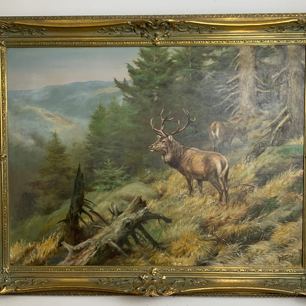Ölgemälde Hisch im Wald von Fritz Laube