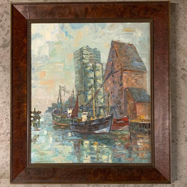 Ölgemälde Der Speicher von Heiligenhafen von Klaus Heckert