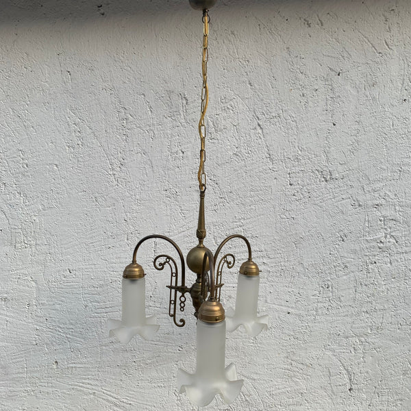 Dreiarmiger Jugendstil Kronleuchter