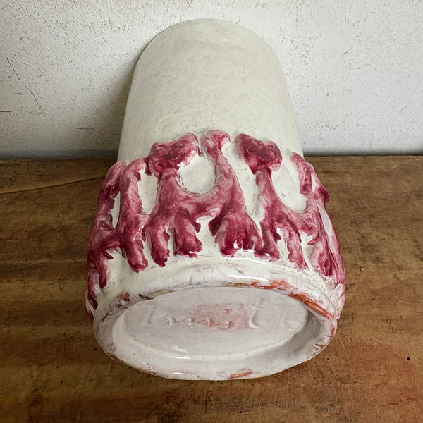 Vintage Mid Century Studio Keramik Vase mit Katzen Relief