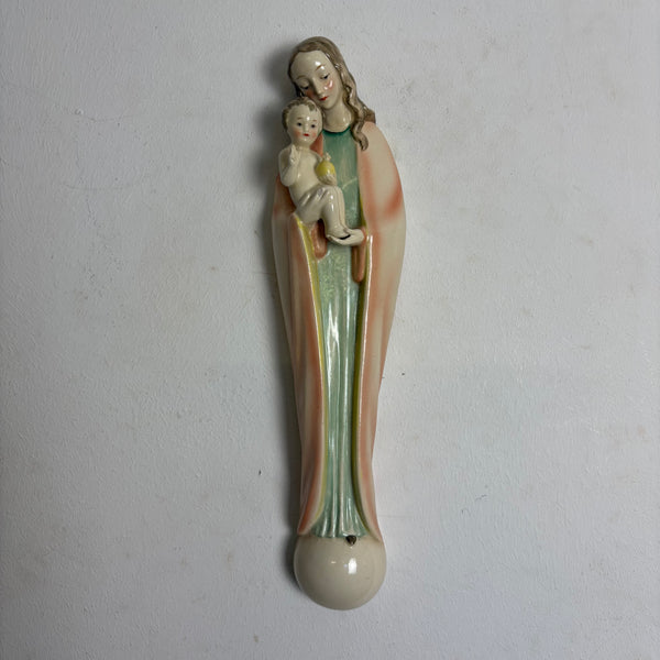 Vintage Wandkeramik Madonna mit Kind von Hummel