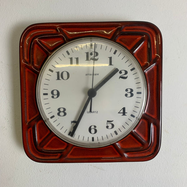 Vintage Keramik Wanduhr von Staiger
