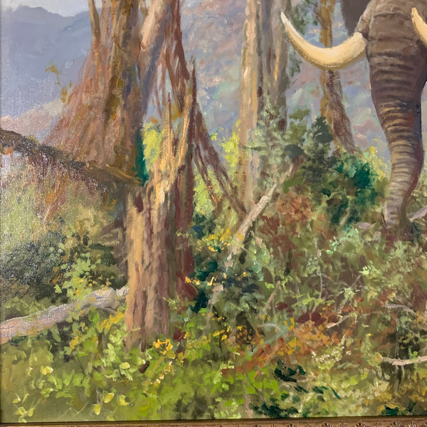 Ölgemälde Elefantenherde in der Sawanne von Fritz Laube