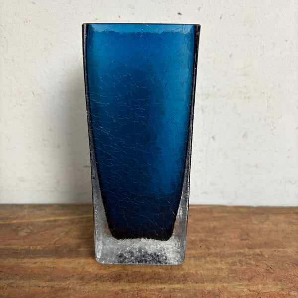 Vintage Craquele Glas Block Vase