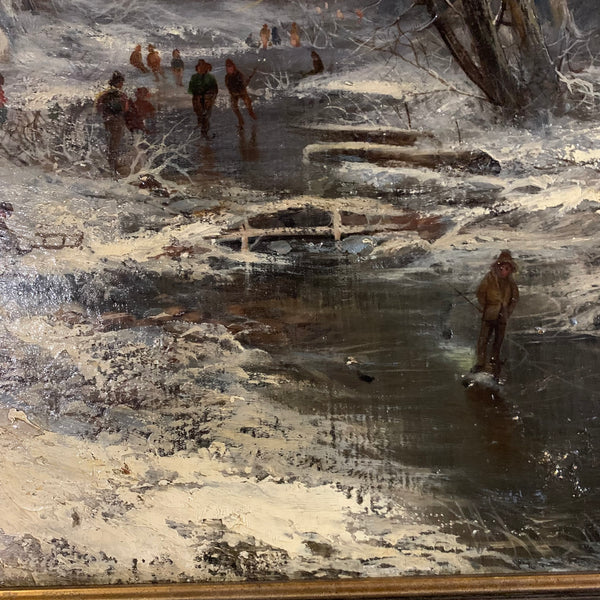 Ölgemälde Winterabend am Gehöft von Charles van den Eycken