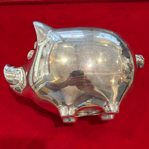 Vintage großes Sterling Silber Sparschwein Spardose der Silbermanufaktur Gebrüder Kühn