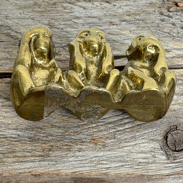 Vintage Messing Skulptur Figur Die drei weisen Affen