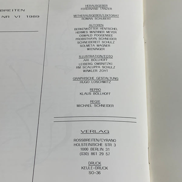 Buch Rossbreiten No 6 von 1989 Berlin