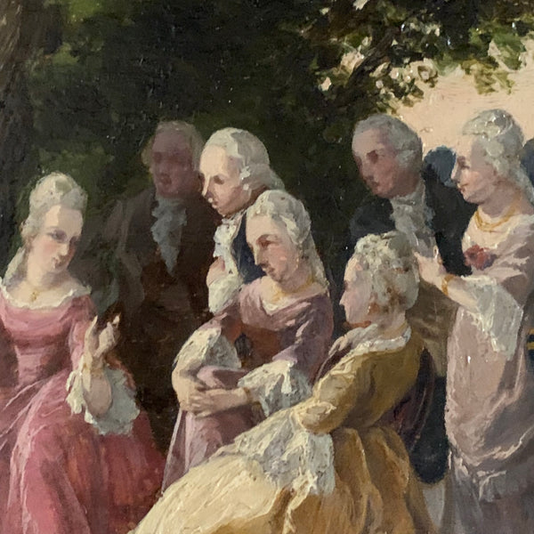 Ölgemälde Gesellschaft im Schlosspark von Clément Quinten