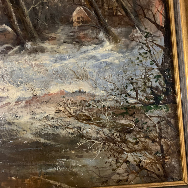 Ölgemälde Winterabend am Gehöft von Charles van den Eycken