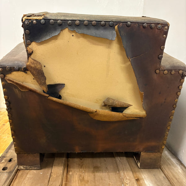 Vintage Art Deco Leder Clubsessel