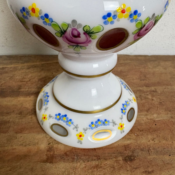 Antike Böhmische Overlay Kristallvase