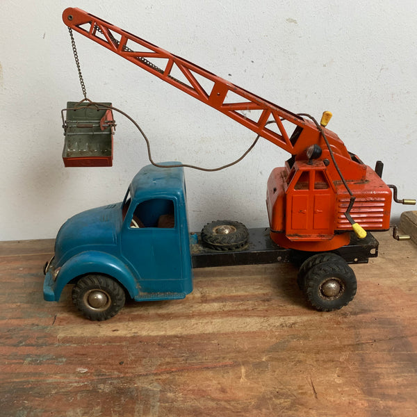 Vintage Blechspielzeug Seidel MS 120 Deutz Kran-LKW