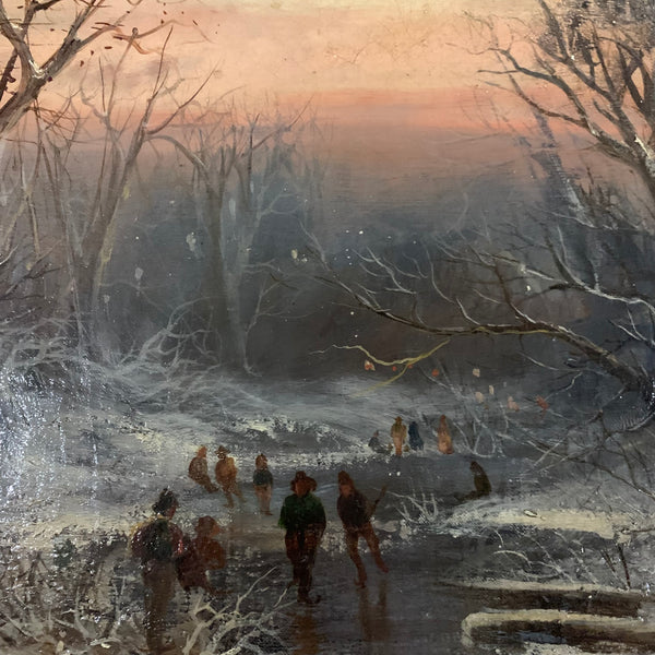 Ölgemälde Winterabend am Gehöft von Charles van den Eycken