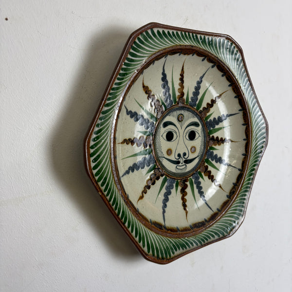 Vintage mexikanische Keramik Wandteller Sonne Mond von Jorge Wilmot Tonala