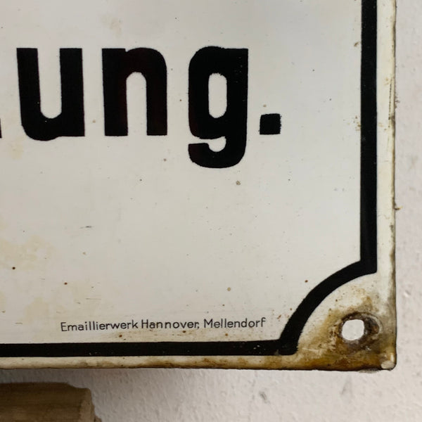 Vintage Emaille Schild Heißmangel