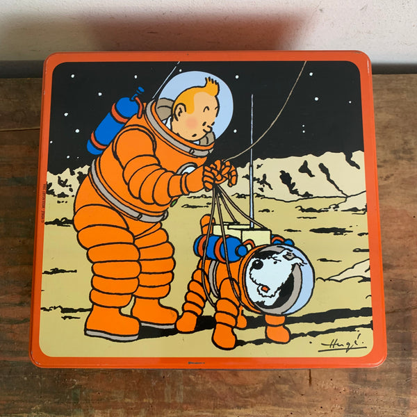 Vintage Blechdose Tim und Struppi Reiseziel Mond X-FLR 6