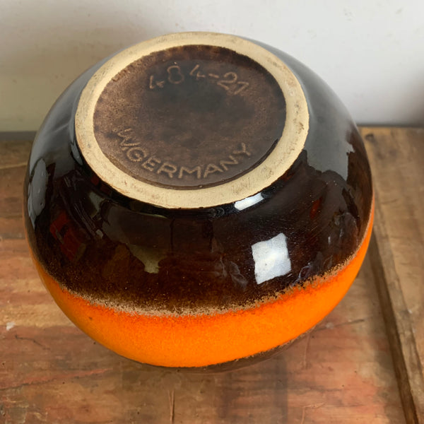 Keramik Vase 484 - 21 von Scheurich in braun orange rot