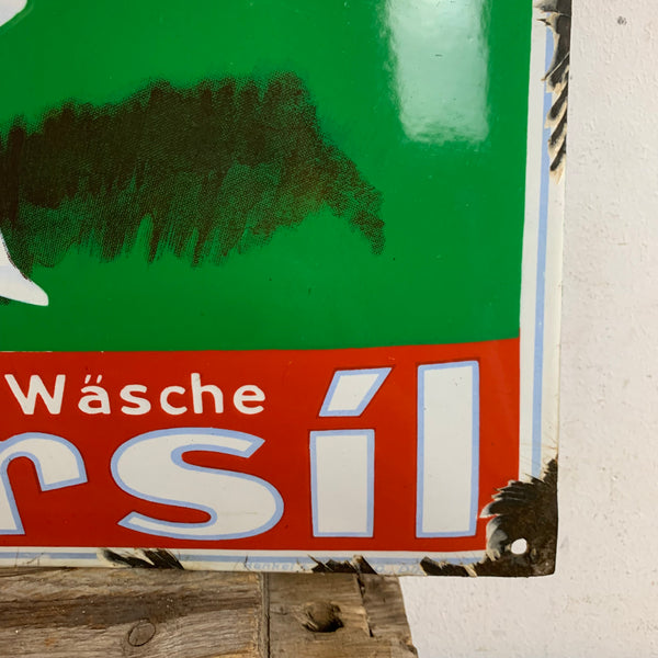 Vintage Emaille Schild Weiße Dame Persil