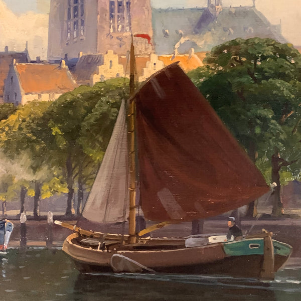 Ölgemälde Holländische Flusslandschaft von Carl Bergfeld