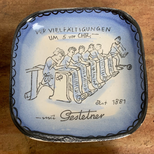 Seltene Teller Vervielfältigungen mit Gestetner von Ulmer Keramik