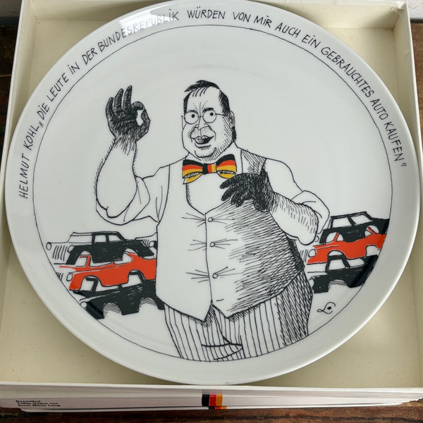 Komplette Serie 12 Vintage Satire Teller von Ernst Lang Maria Lang für Rosenthal