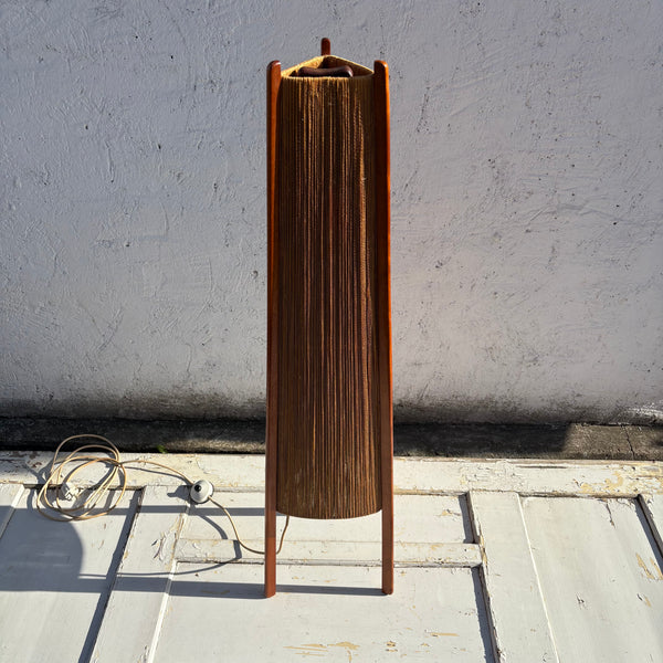 Vintage Mid Century Stehlampe aus Sisal und Teak von Temde