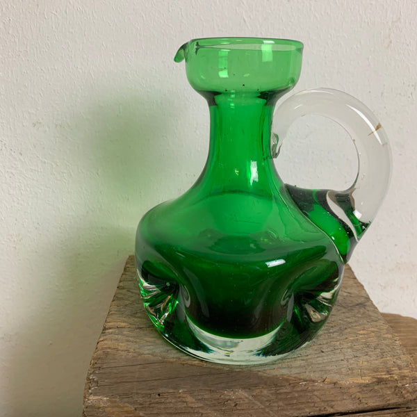 Vintage Glas Vase / Krug in grün