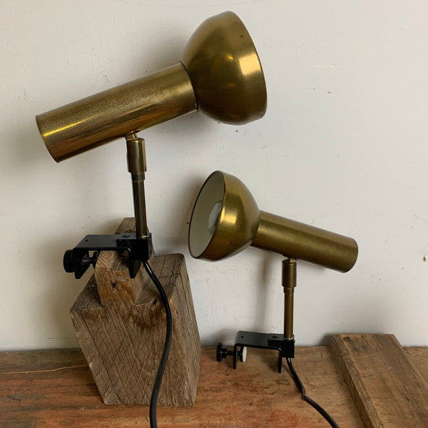 Zwei vintage Messing Klemm Lampen von Koch & Lowy für Omi