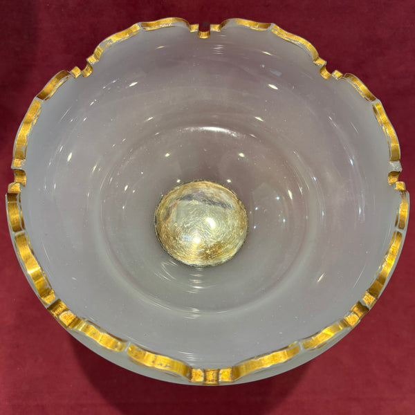 Vintage Biedermeier versilberter Opalglas Tafelaufsatz