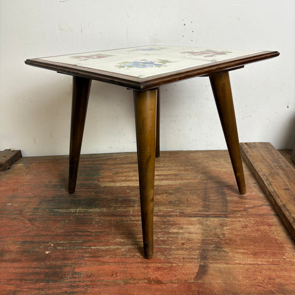 Mid Century Blumenbank Nierentisch mit Fliesen