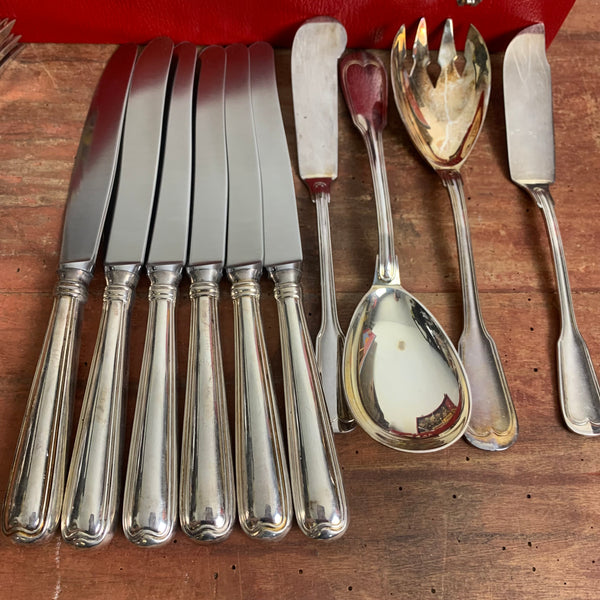 Vintage Tafelbesteck Augsburger Faden von WMF für 12 Personen