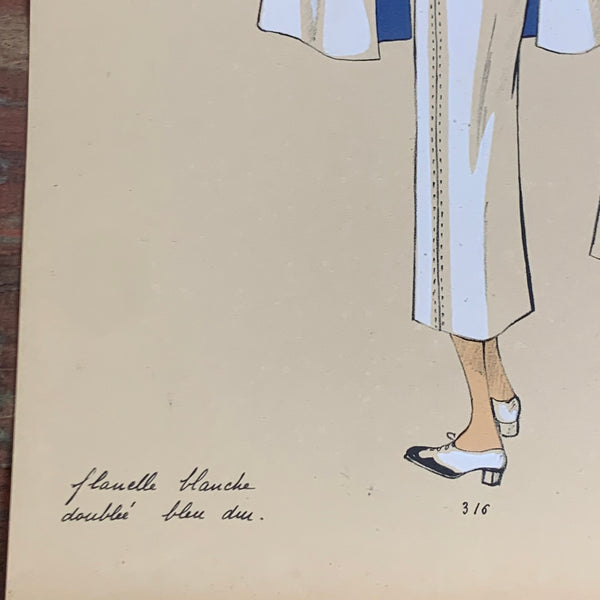 1930's French Art Deco Fashion Illustration Inspirations D'Avant Saison Blatt 316