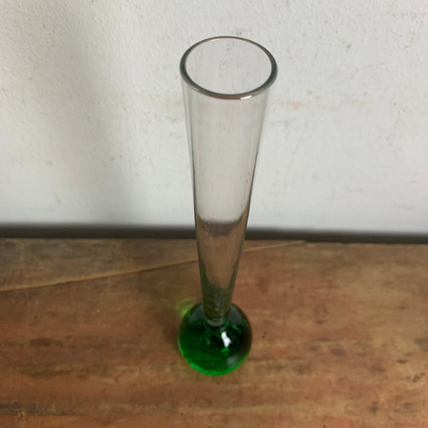Orchideenvase Solifleurvase Stangenvase Kugelfuß mit Bubbles grün