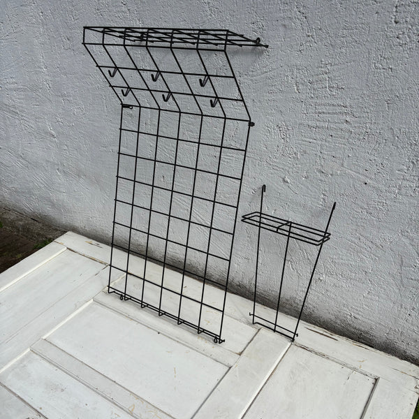 Vintage Draht Gitter Garderobe von Karl Fichtel für Drahtwerke Erlau schwarz