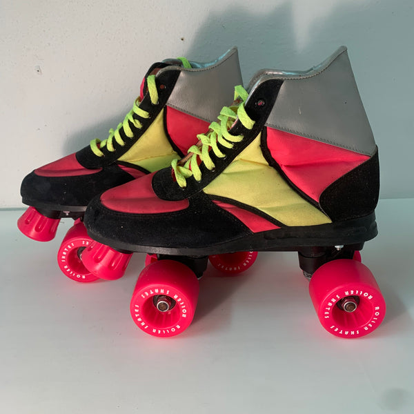 Vintage Neon Disco Roller Rollschuhe