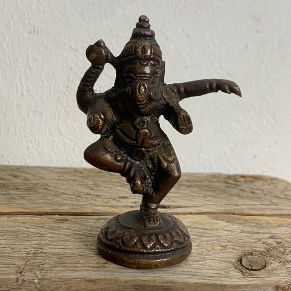 Vintage kleine Bronze Skulptur von Ganesha