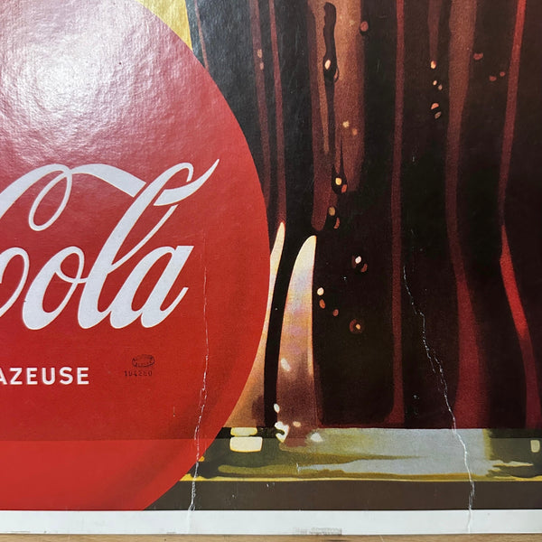 Vintage sehr seltenes Werbeschild Coca-Cola Sprite Boy mit Kronkorken